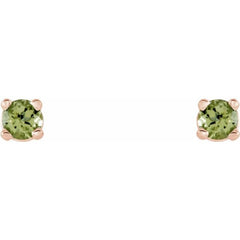 14K Rose 2.5 mm Natural Peridot Earrings