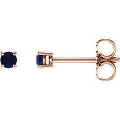 14K Rose 2.5 mm Lab-Grown Blue Sapphire Earrings