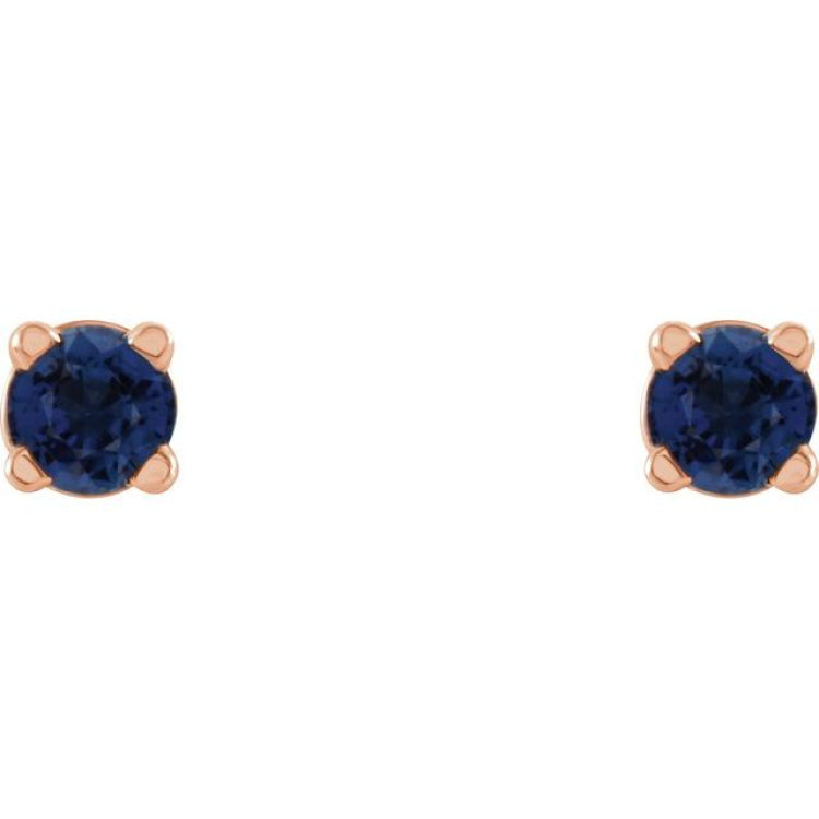 14K Rose 2.5 mm Lab-Grown Blue Sapphire Earrings