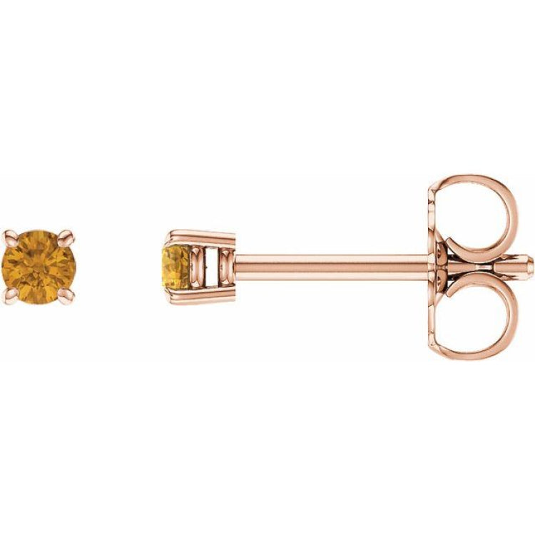 14K Rose 2.5 mm Natural Citrine Earrings