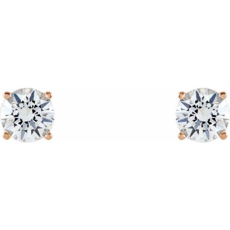 14K Rose 5 mm Natural White Sapphire Earrings