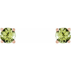 14K Rose 5 mm Natural Peridot Earrings