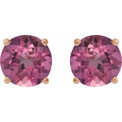 14K Rose 5 mm Natural Pink Tourmaline Earrings