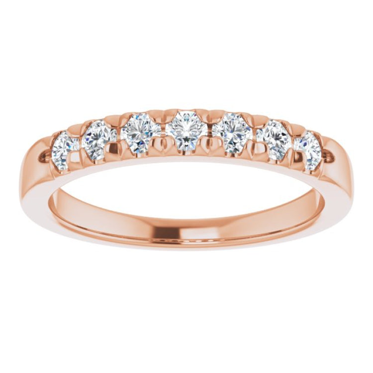 14K Rose 3/8 CTW Natural Diamond French-Set Anniversary Band