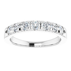 14K White 3/4 CTW Natural Diamond French-Set Anniversary Band