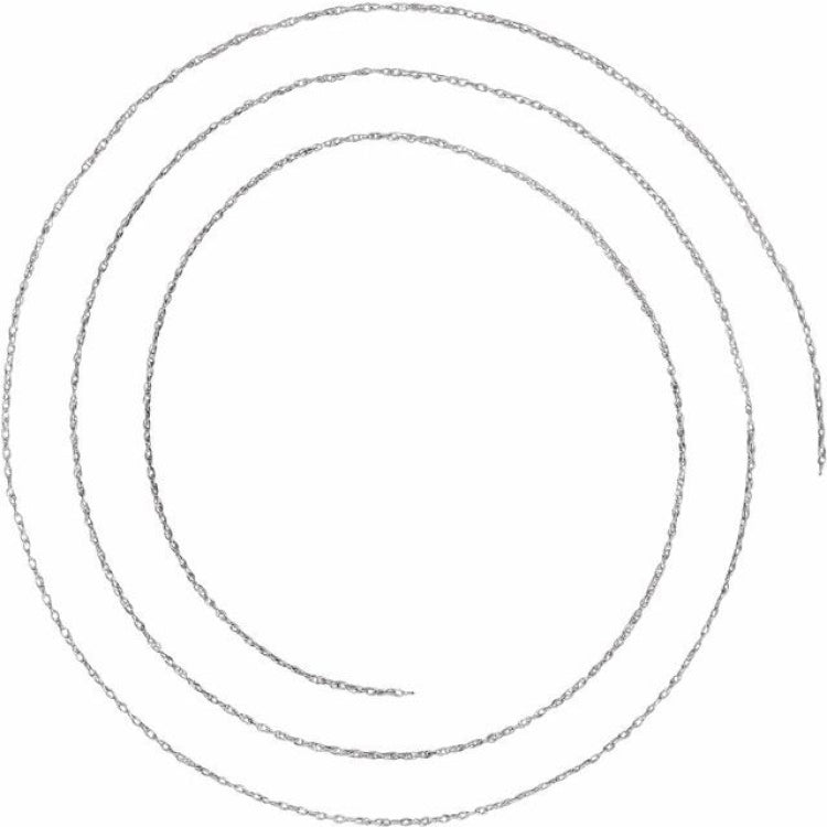 14K White .75 mm Rope Chain by the Inch