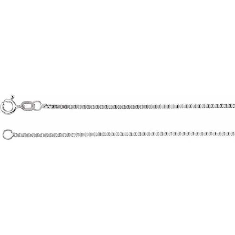 Rhodium-Plated Sterling Silver 1.3 mm Diamond-Cut Box 18" Chain