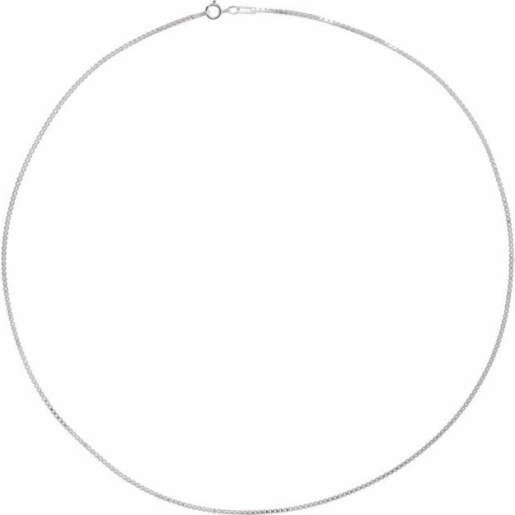 Rhodium-Plated Sterling Silver 1.3 mm Diamond-Cut Box 18" Chain