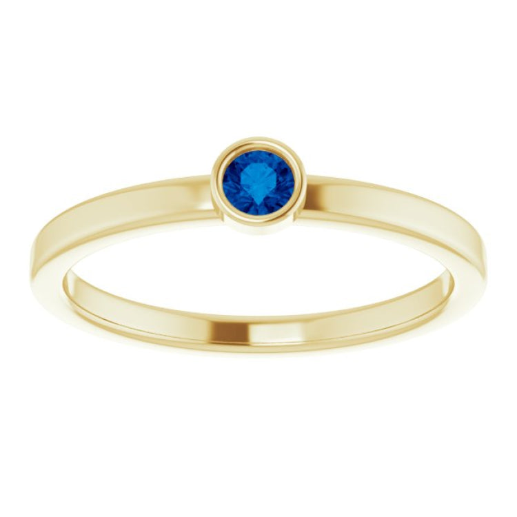 14K Yellow 3 mm Lab-Grown Blue Sapphire Ring