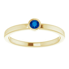 14K Yellow 3 mm Lab-Grown Blue Sapphire Ring