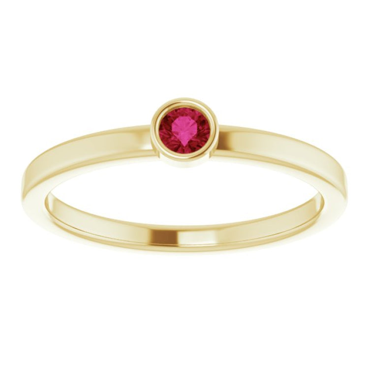 14K Yellow 3 mm Natural Ruby Ring
