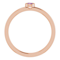 14K Rose 3 mm Natural Amethyst Ring