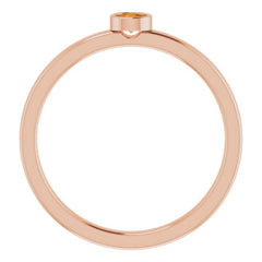 14K Rose 3 mm Natural Citrine Ring
