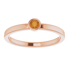 14K Rose 3 mm Natural Citrine Ring