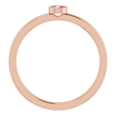 14K Rose 3 mm Natural Pink Tourmaline Ring
