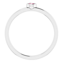 Platinum 3 mm Natural Pink Tourmaline Ring