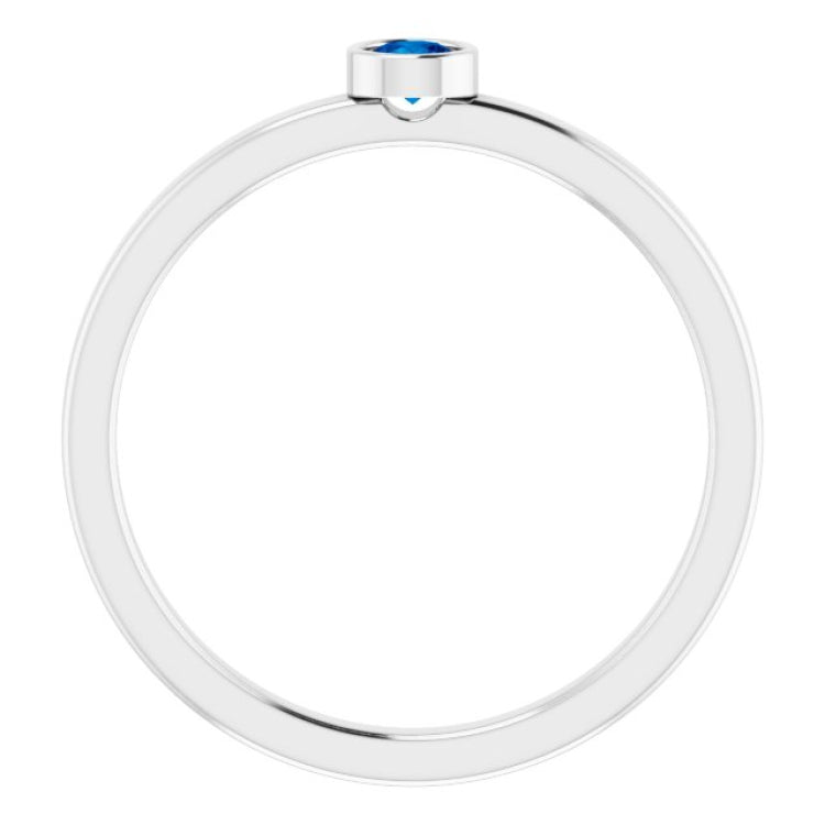 Rhodium-Plated Sterling Silver 3 mm Lab-Grown Blue Sapphire Ring
