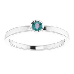 Rhodium-Plated Sterling Silver 3 mm Natural Alexandrite Ring