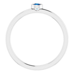 Rhodium-Plated Sterling Silver 3 mm Natural Blue Sapphire Ring