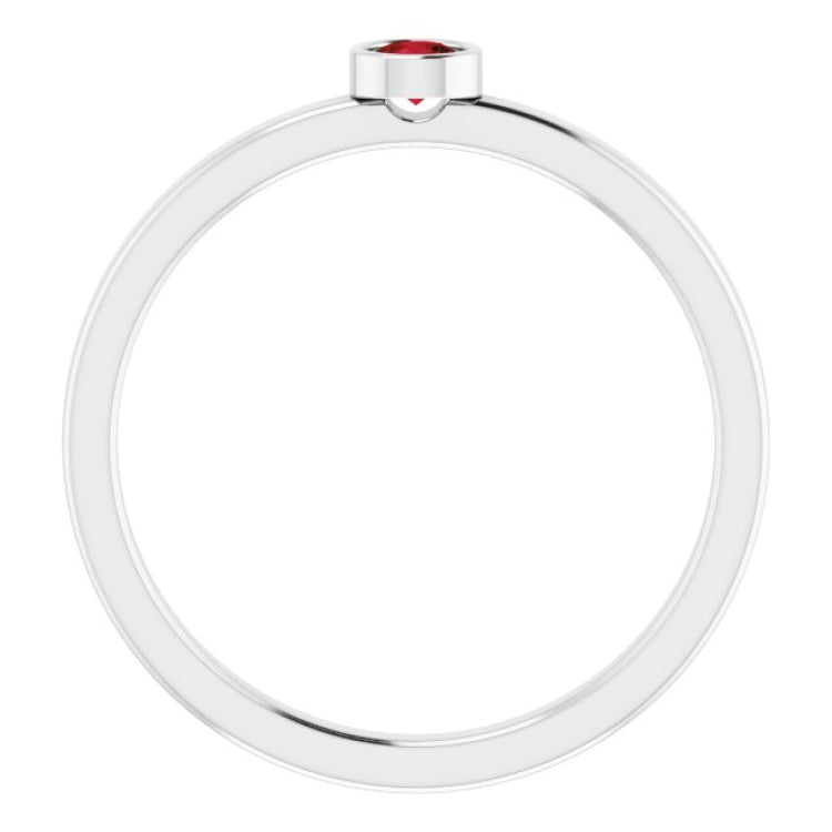 Rhodium-Plated Sterling Silver 3 mm Natural Mozambique Garnet Ring