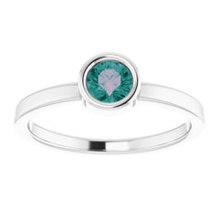 14K White 4.5 mm Lab-Grown Alexandrite Ring