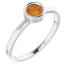 14K White 4.5 mm Natural Citrine Ring