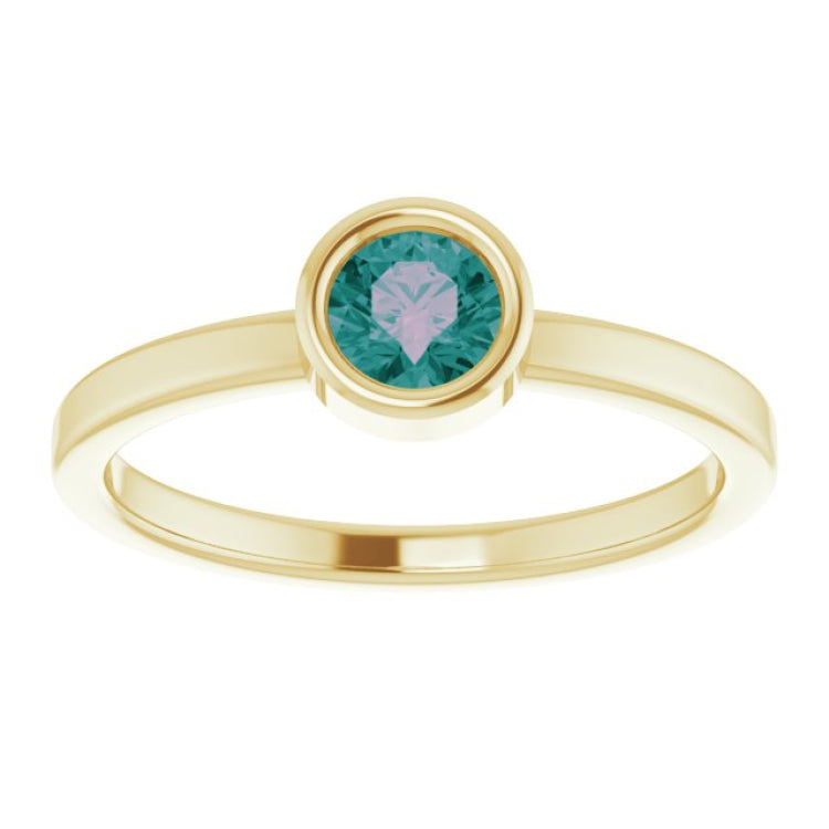 14K Yellow 4.5 mm Lab-Grown Alexandrite Ring