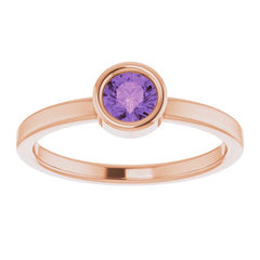 14K Rose 4.5 mm Natural Amethyst Ring