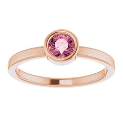 14K Rose 4.5 mm Natural Pink Tourmaline Ring