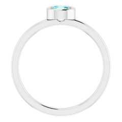 Platinum 4.5 mm Natural Blue Zircon Ring