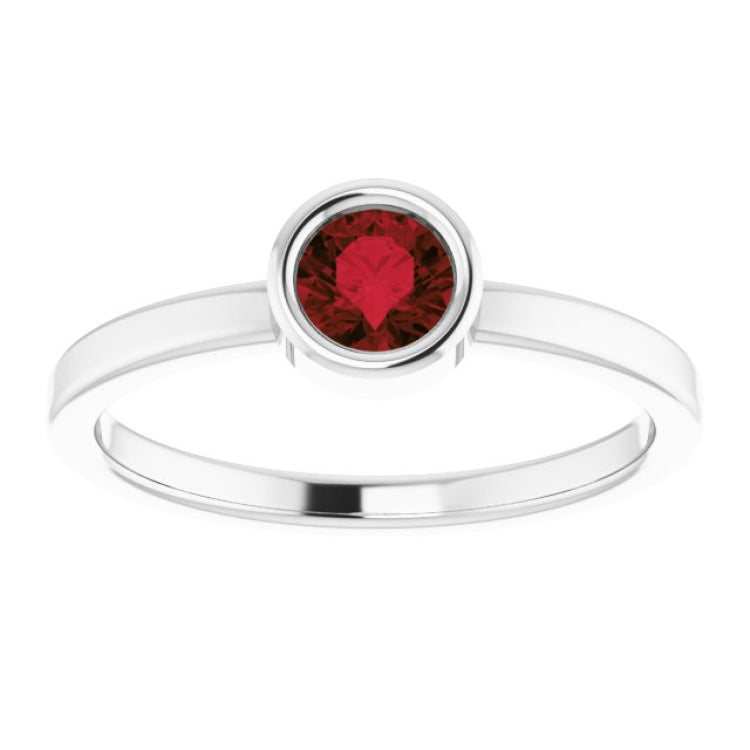 Platinum 4.5 mm Natural Mozambique Garnet Ring