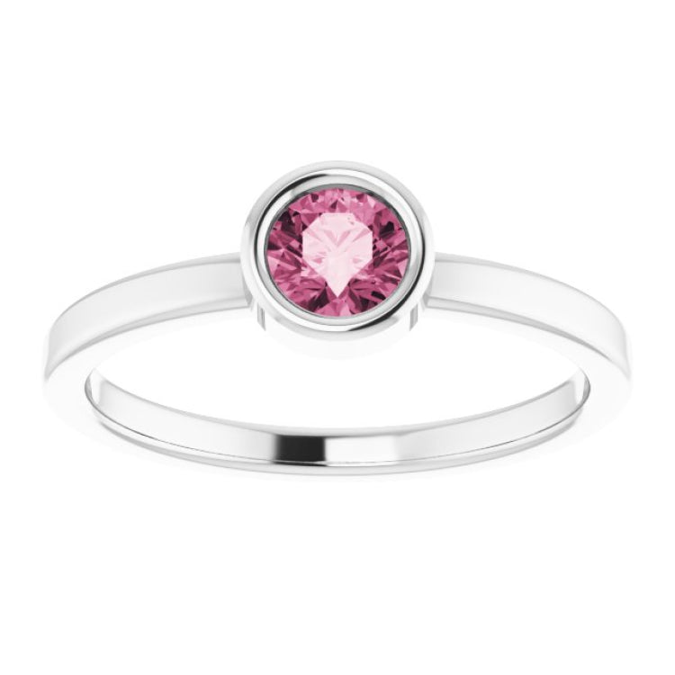 Platinum 4.5 mm Natural Pink Tourmaline Ring
