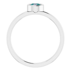 Rhodium-Plated Sterling Silver 4.5 mm Lab-Grown Alexandrite Ring
