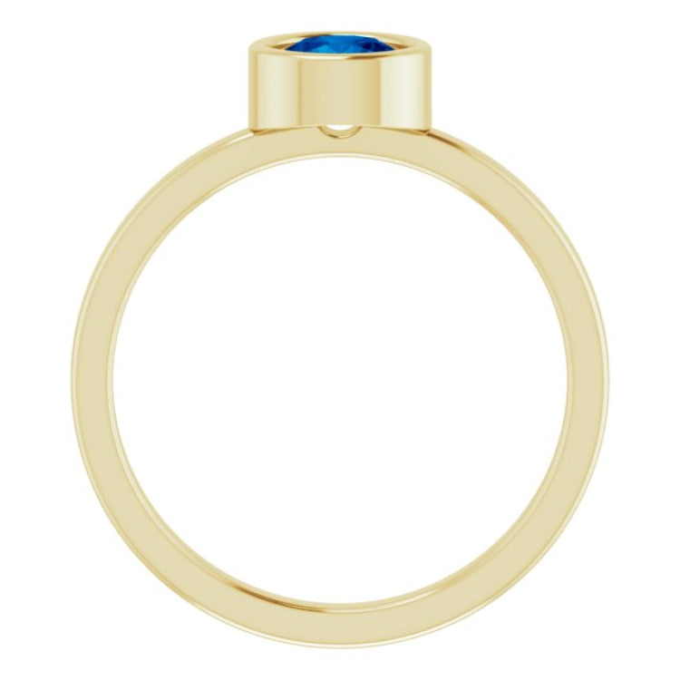 14K Yellow 5.5 mm Lab-Grown Blue Sapphire Ring