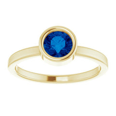 14K Yellow 5.5 mm Lab-Grown Blue Sapphire Ring