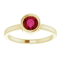 14K Yellow 5.5 mm Lab-Grown Ruby Ring