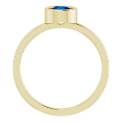 14K Yellow 5.5 mm Natural Blue Sapphire Ring