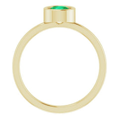 14K Yellow 5.5 mm Natural Emerald Ring