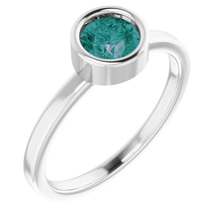 Platinum 5.5 mm Lab-Grown Alexandrite Ring