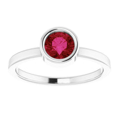 Platinum 5.5 mm Natural Ruby Ring