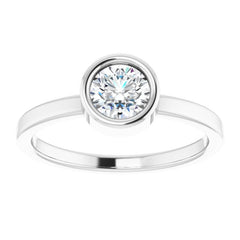 Rhodium-Plated Sterling Silver 5.5 mm Natural White Sapphire Ring