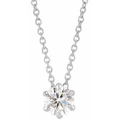 14K White 1/2 CT Lab-Grown Diamond Solitaire 16-18" Necklace