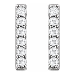 14K White 1/10 CTW Lab-Grown Diamond Bar Earrings