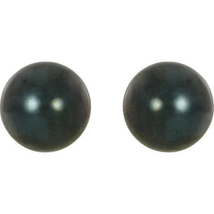 14K Yellow 7 mm Cultured Black Akoya Pearl Earrings
