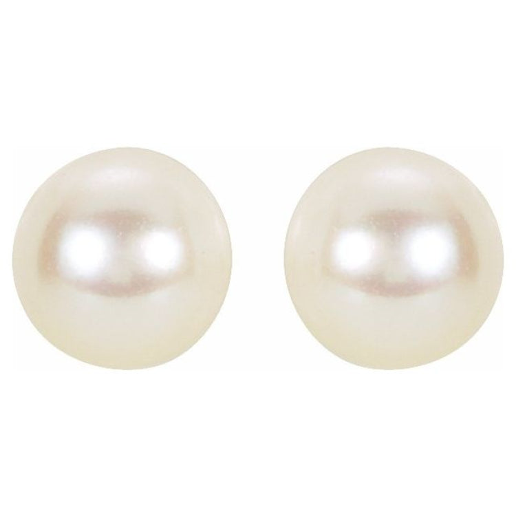 14K Yellow 6 mm Cultured White Akoya Pearl Earrings