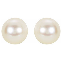 14K Yellow 6 mm Cultured White Akoya Pearl Earrings