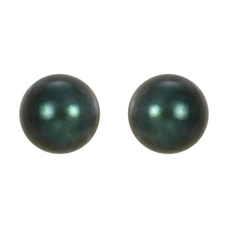 14K Yellow 5 mm Cultured Black Akoya Pearl Earrings