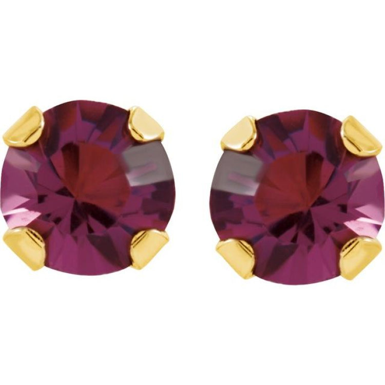 14K Yellow Imitation Amethyst Inverness® Piercing Stud Earrings