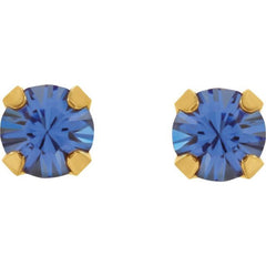 14K Yellow Imitation Blue Sapphire Inverness® Piercing Stud Earrings