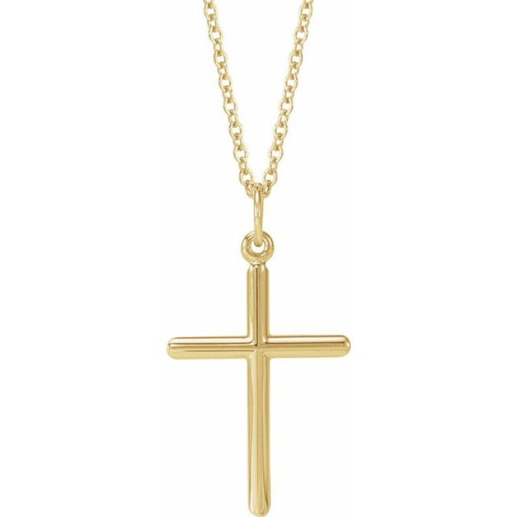 14K Yellow Cross 18" Necklace